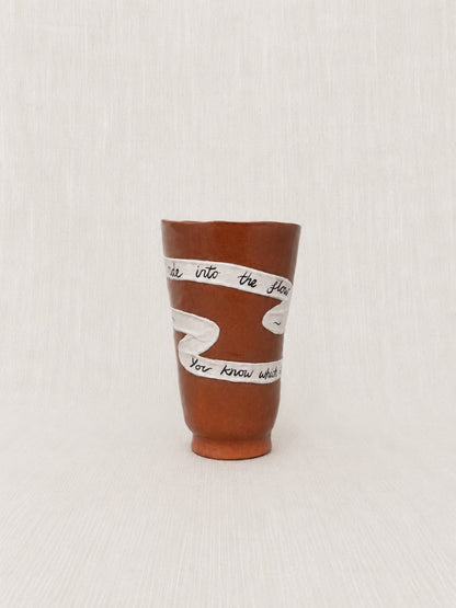 terracotta ceramic vessel with poetry 