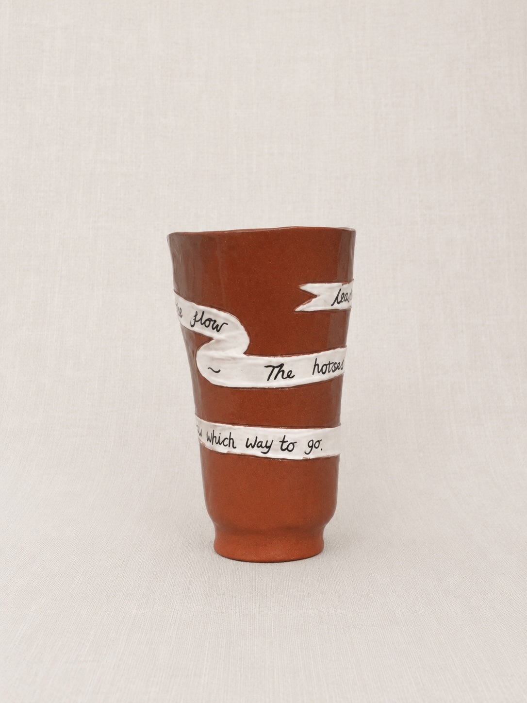 handmade ceramic vessel for fresh flowers, coffee or a decorative object. Illustrated with a handwritten poem