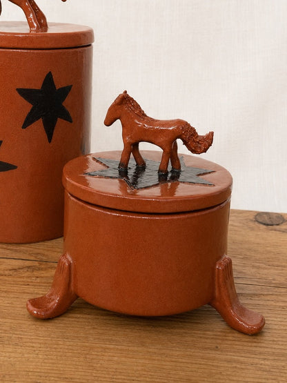 the dreamer ceramic lidded jar close up picture
